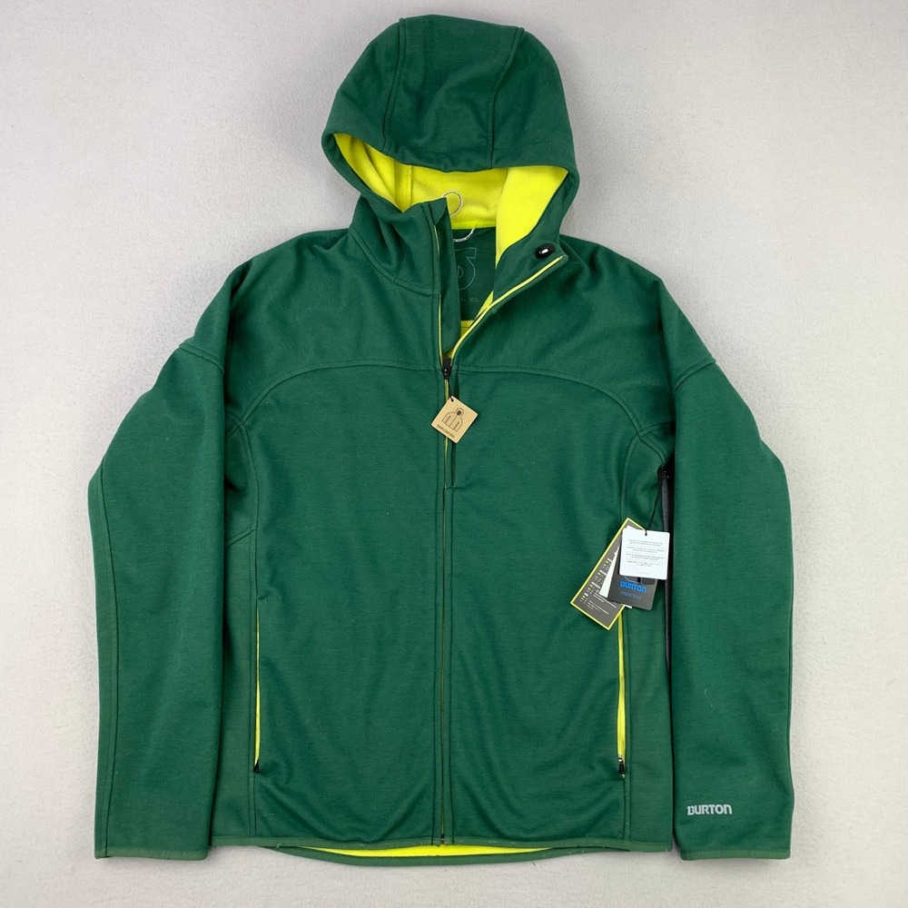 Burton Process Chill Softshell Jacket Mens Medium Green Hooded Fleece NWT